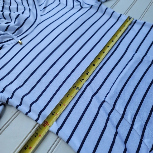 Lilly Pulitzer Hillary Popover Bright White Navy Blue Dress UPF 50+ Stretch Sz S - Picture 3 of 16